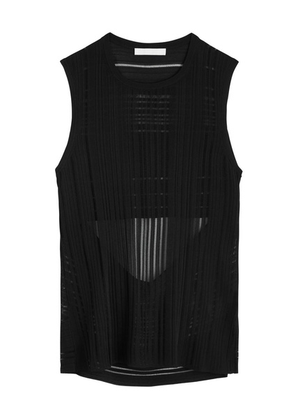 Semi-sheer fine-knit tank 