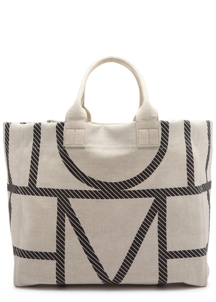 Logo-monogrammed canvas tote 