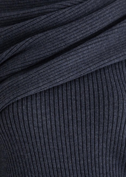 Draped ribbed wool-blend jumper