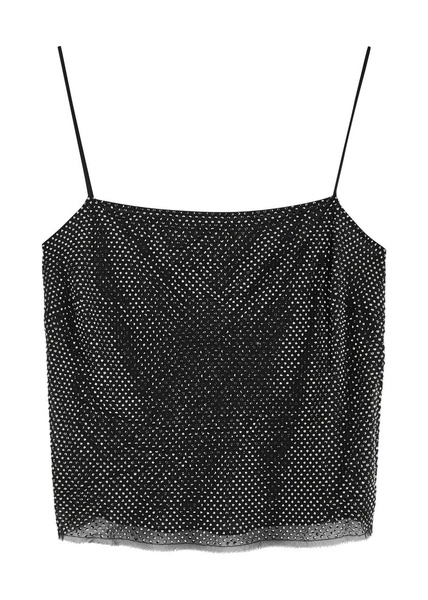 Crystal-embellished silk-chiffon tank