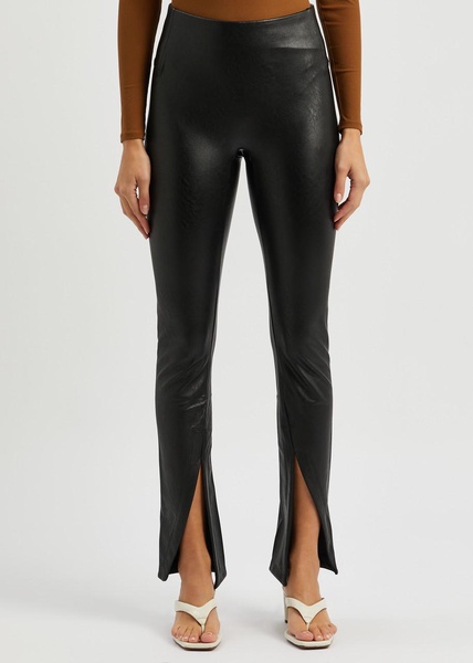 Split-hem faux leather leggings 