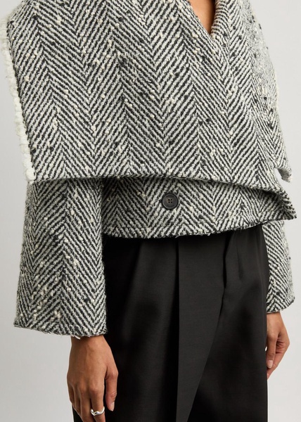 Herringbone curly wool-blend jacket