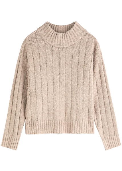 Ribbed boucular Cotton-blending jumper