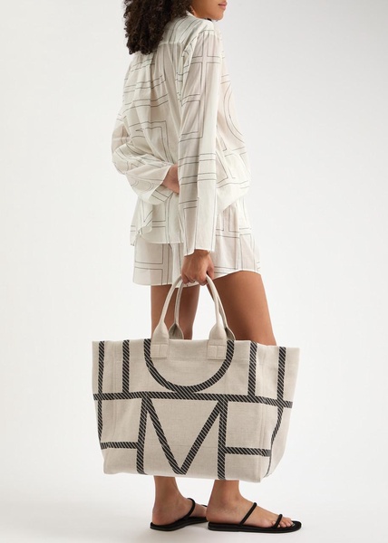 Logo-monogrammed canvas tote 