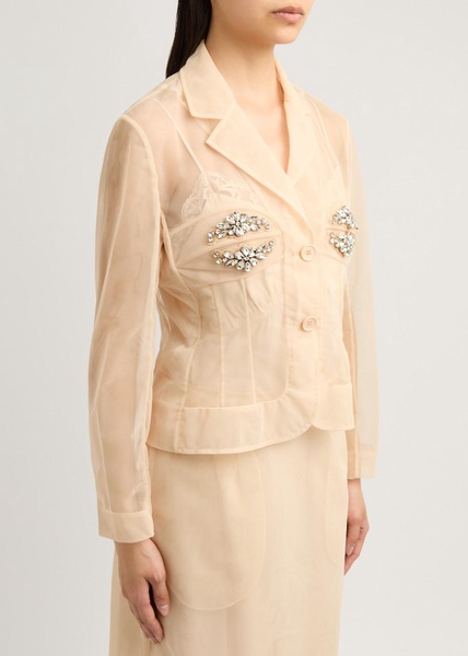 Crystal-embellished mesh jacket 