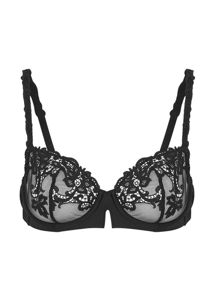 Saga guipure-lace underwired bra