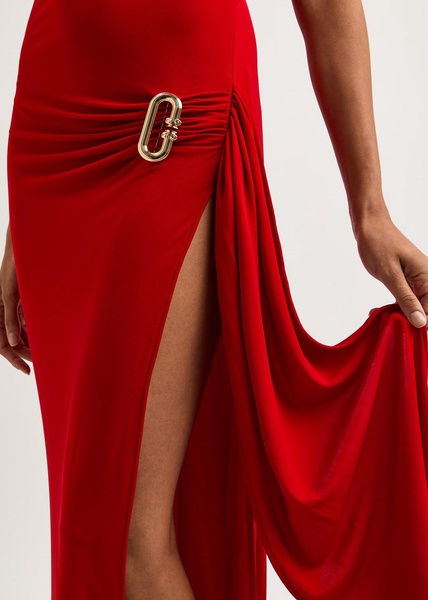 Draped cut-out stretch-jersey gown