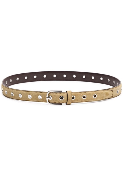 Eyelet-embellished suede belt 