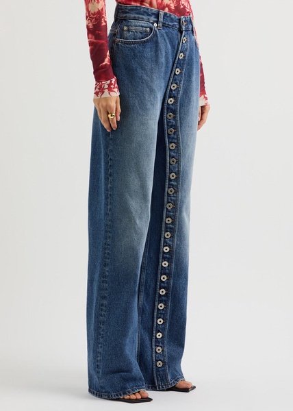 Button-through wide-leg jeans 