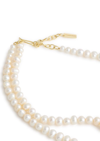 Layered pearl and 18kt gold vermeil necklace 