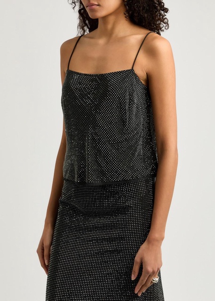 Crystal-embellished silk-chiffon tank