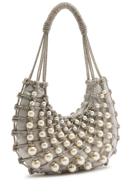 Ostrica Nodi crystal-embellished satin shoulder bag