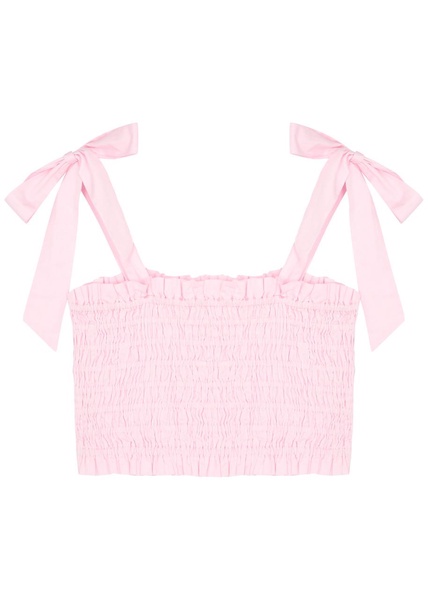 Jama cropped smocked cotton top