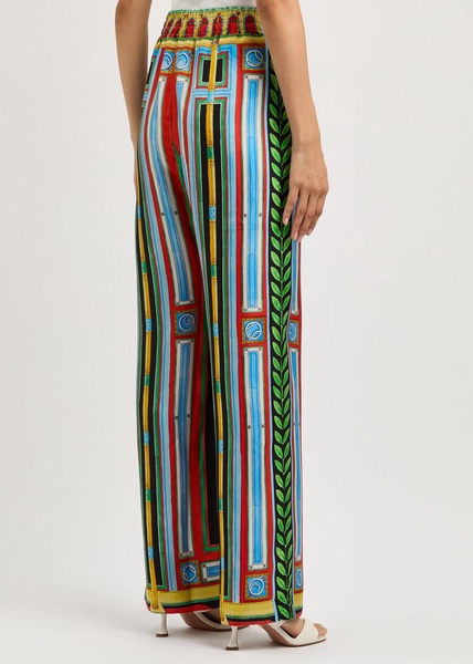 Le Palais En Fleur printed silk trousers