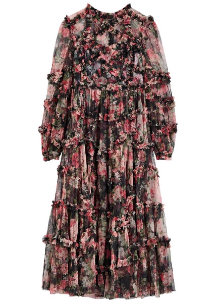 Midnight Dance floral-print tulle midi dress