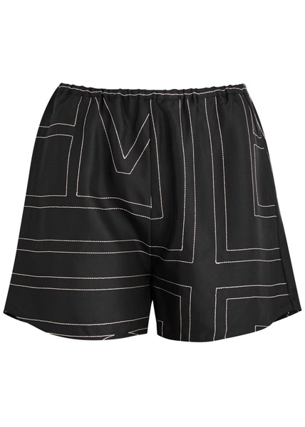 Logo-embroidered silk shorts