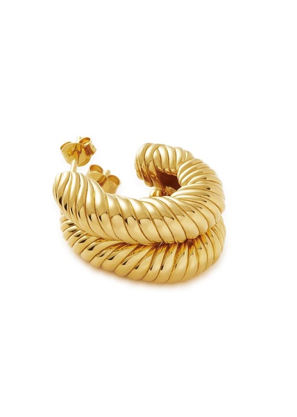 Wavy Ridge medium 18kt gold-plated hoop earrings