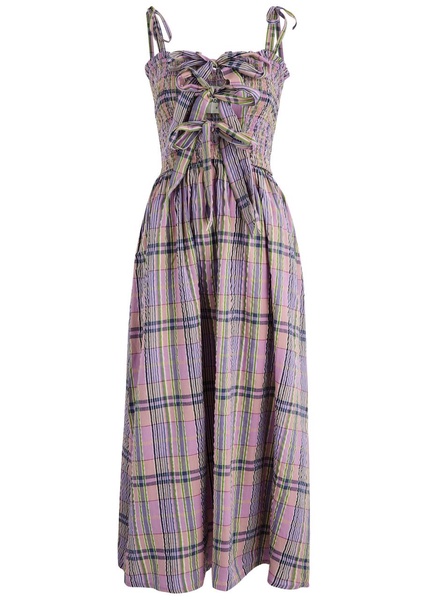 Hattie checked cotton midi dress