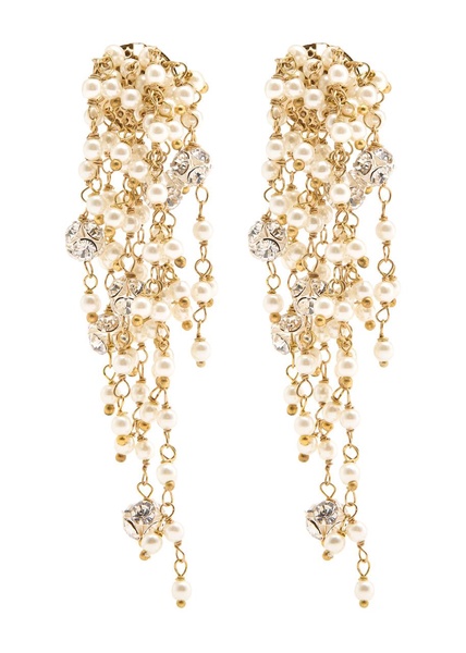 Rugiada embellished tassel clip-on drop earrings