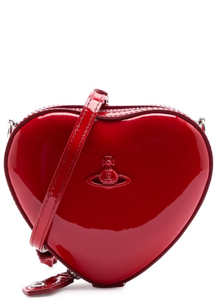 Heart mini patent leather cross-body bag 