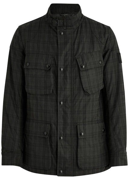 Trialmaster checked waxed cotton jacket 