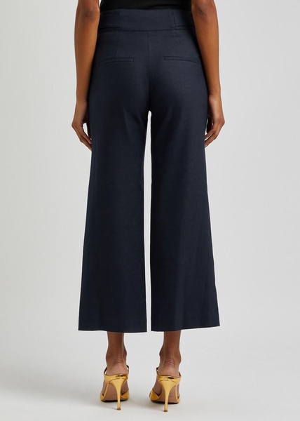 Aubrie cropped linen-blend trousers