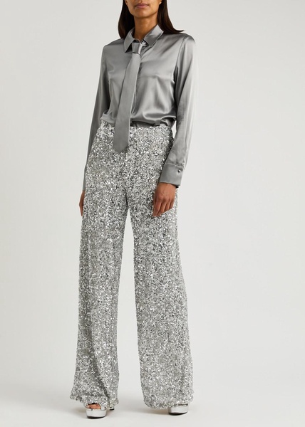 Mame sequin-embellished wide-leg trousers