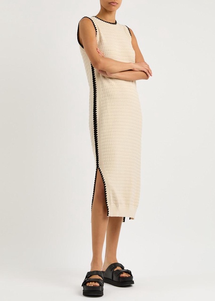 Dwight pointelle-knit cotton midi dress