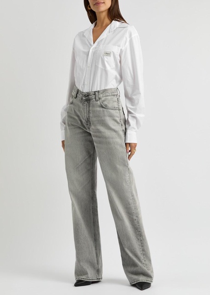 Cotton-poplin shirt bodysuit 