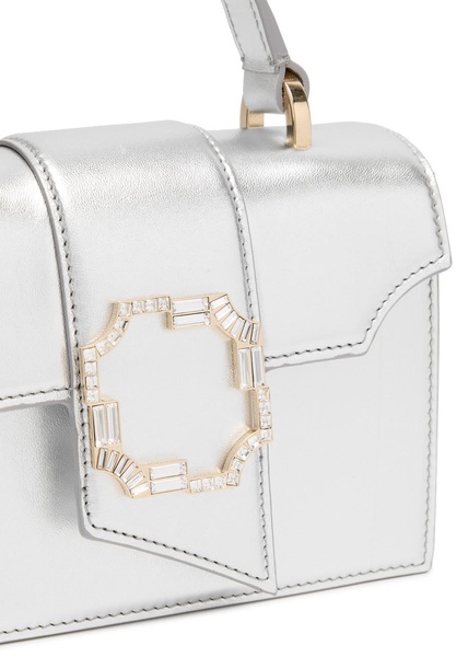 Audrey mini metallic leather top handle bag 