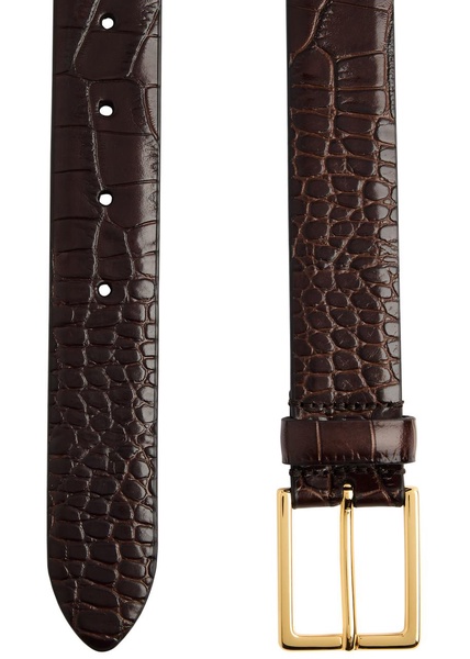 Crocodile-effect leather belt