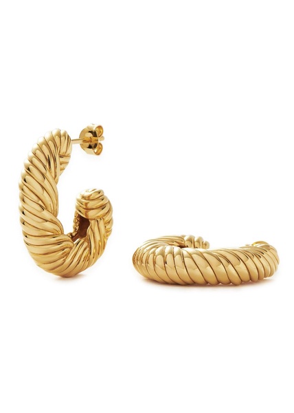 Wavy Ridge medium 18kt gold-plated hoop earrings