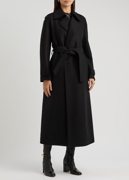 Belted wool trench coat