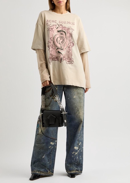 Layered printed cotton T-shirt 