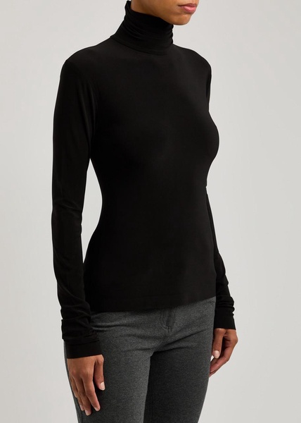 Turtleneck stretch-jersey top