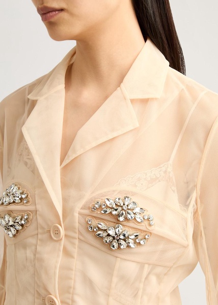 Crystal-embellished mesh jacket 