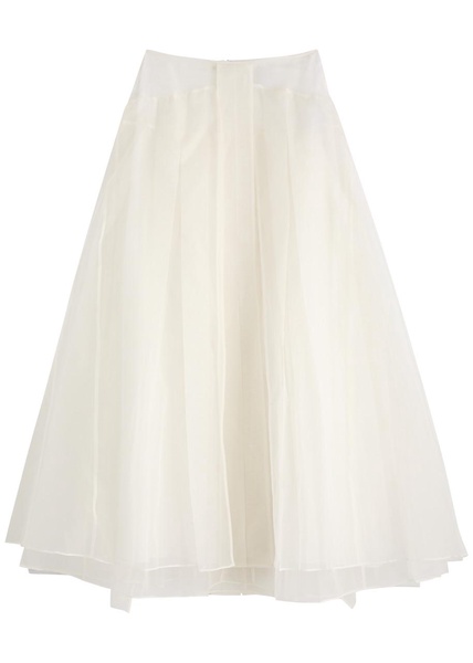 Mae panelled silk-organza midi skirt