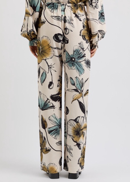 Floral-print cloqué trousers