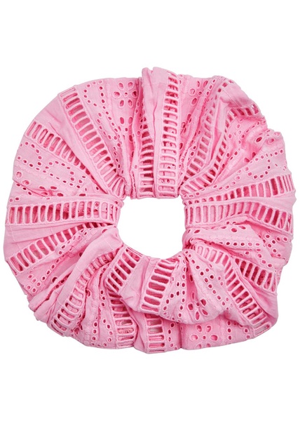 Oversized broderie anglaise cotton scrunchie 