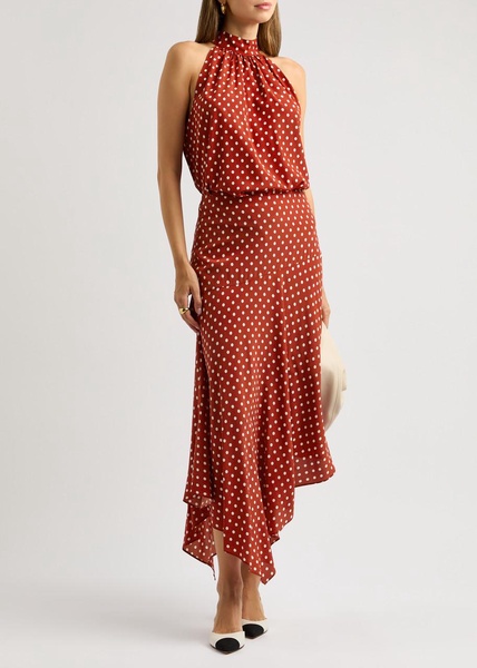 Rosemary polka-dot stretch-silk midi skirt