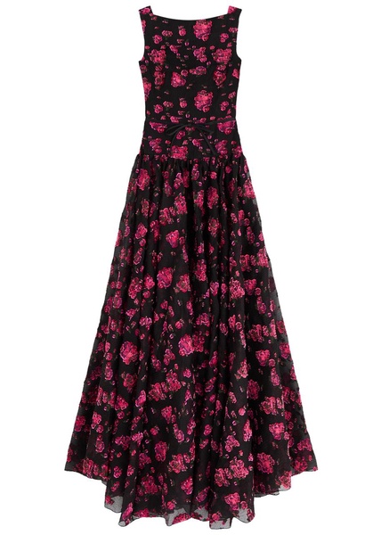 Floral-jacquard cloqué gown