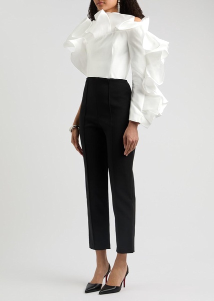 Hana ruffled satin and crepe jumpsuit