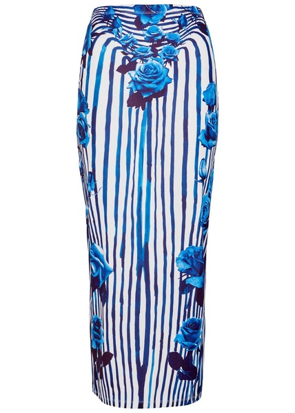 Flower Body Morphing stretch-jersey midi skirt 