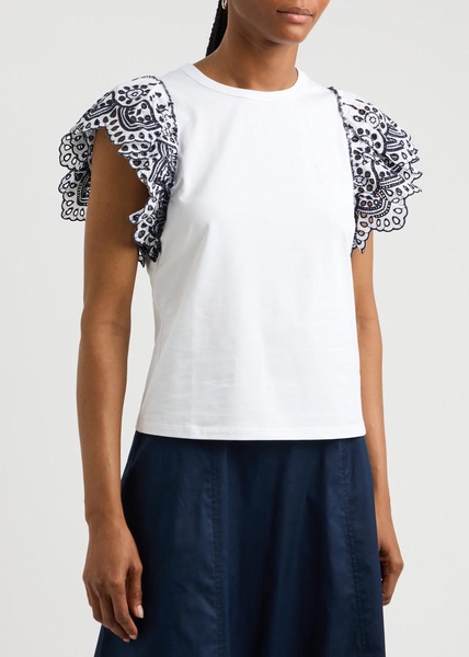 Julianka ruffled stretch-cotton top 