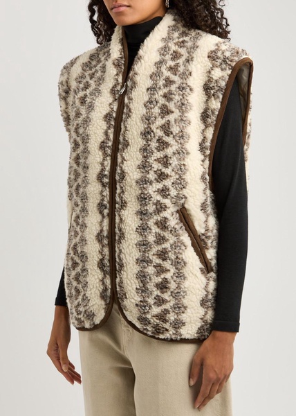 Maximilia printed faux shearling gilet 