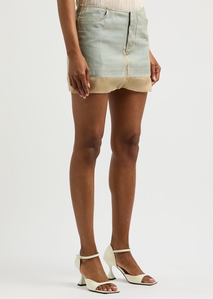 Silk-chiffon and denim mini skirt 