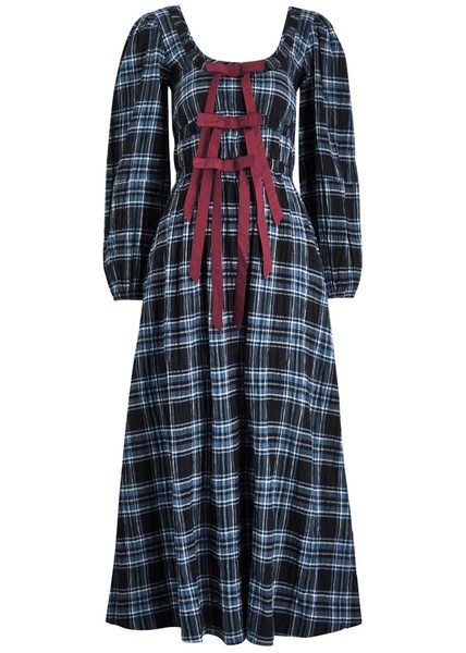 Dakota checked seersucker midi dress 