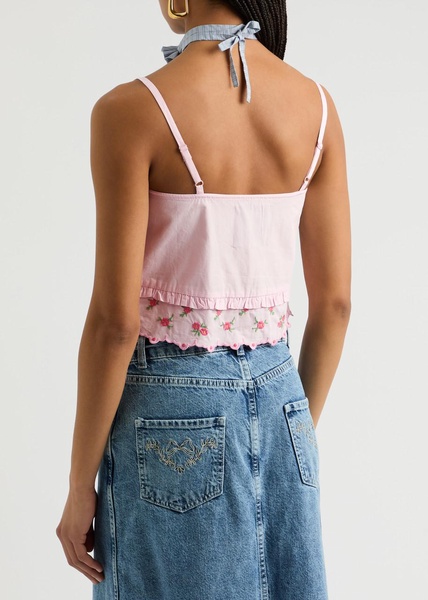 Rosie floral-embroidered cotton top