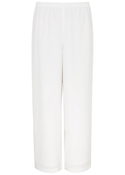 Straight-leg silk-georgette trousers