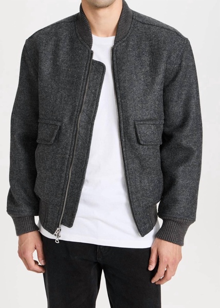 dean bomber jacket in wool in charcoal